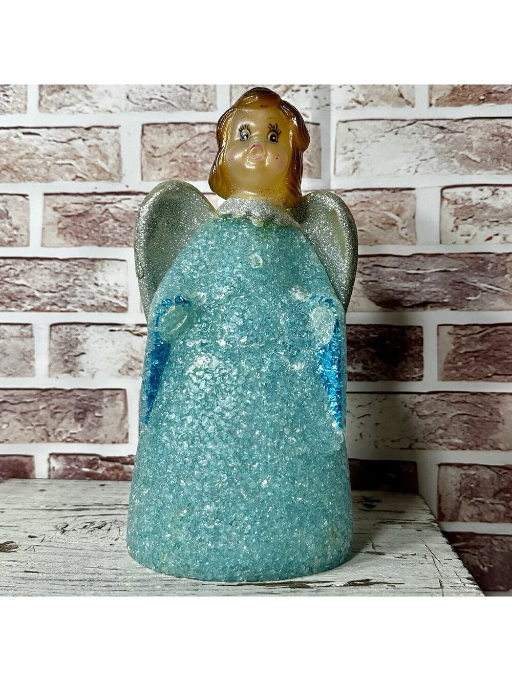 Vintage 10” Christmas Angel Melted Popcorn Plastic Tree Topper or Table Decor’